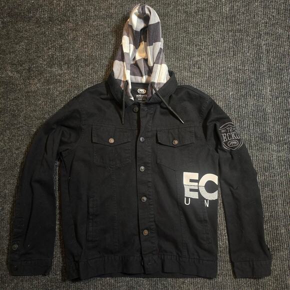 Ecko Unlimited Other - Ecko Unltd black denim jacket with hood Size M